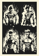 Fototapeta na wymiar Vector illustration, strict coach bodybuilding and fitness, Punk Style 