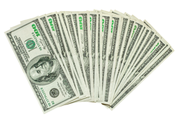 A lot of money dollar isolated on transparent. Finance concept