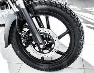 front wheel of brand new motorcycle