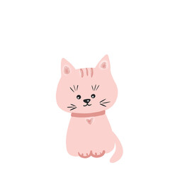 Cute cat, cartoon pink cat