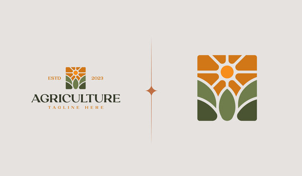 Agriculture Logo Template. Universal creative premium symbol. Vector illustration. Creative Minimal design template. Symbol for Corporate Business Identity