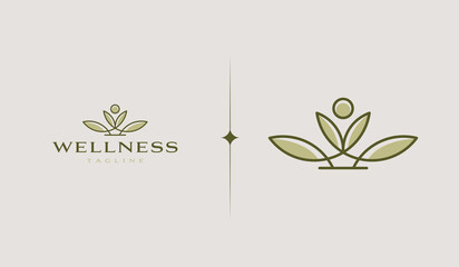 Yoga Leaf Logo Template. Universal creative premium symbol. Vector illustration. Creative Minimal design template. Symbol for Corporate Business Identity