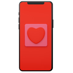 Smartphone with heart 3D illustration