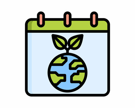 World Environment Day Calendar icon flat save earth save plant.