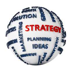 Business strategy globe on transparent background.