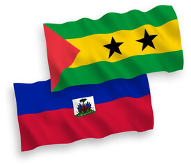 Flags of Saint Thomas and Prince and Republic of Haiti on a white background