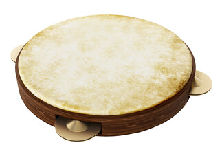 Tambourine on transparent background.