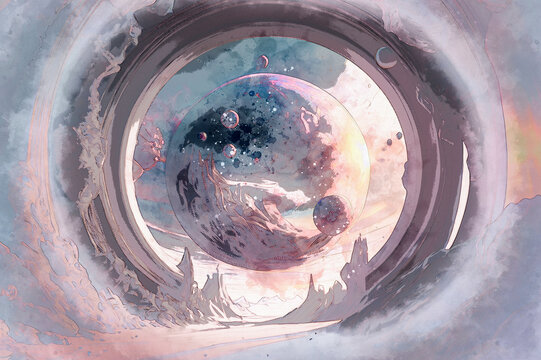 Interdimensional travel and parallel universes, illustration