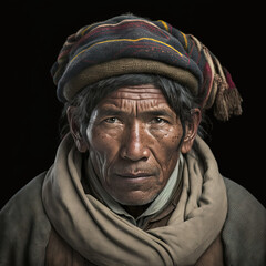 Peruvian Man Portrait-Working Man Portrait-Generative AI - obrazy, fototapety, plakaty