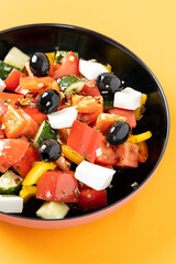 greek salad of fresh vegetables with olives