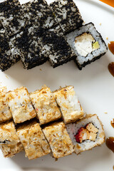 Various rolls on an orange background