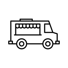 Street food truck icon. Trade van. Mobile cafe car.