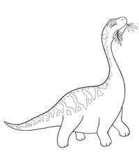 Argentinosaurus Doodle Dinosaur is Illustrated as a Cartoon Character in a Children's Coloring Book