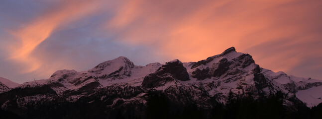 Sunrise scene in Gsteig Bei Gstaad.