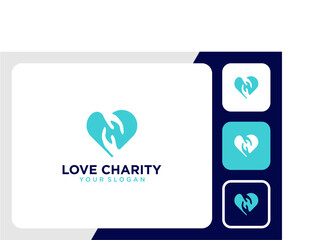 love logo design with charity with hand