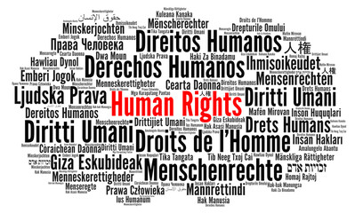 Human rights word cloud in different languages