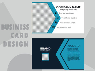 Creative Clean and Modern Business Card Template Layout with Black, White and Blue