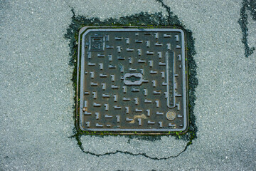 Asphalt Road texture with water hatch