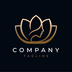 lotus flower line beauty salon and hair treatment logo