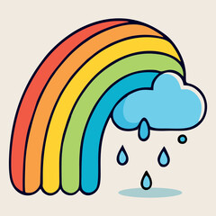 a rainbow with rain coming out of it, a storybook illustration