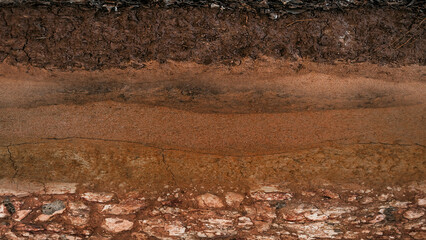 Form of soil layers, its colour and textures, texture layers of earth - obrazy, fototapety, plakaty