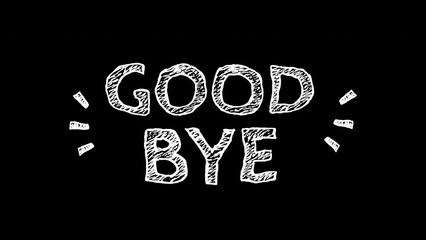 Good bye text animated with doodles style on transparent background.