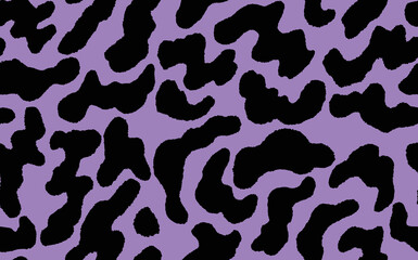 Abstract modern leopard seamless pattern. Animals trendy background. Lavander and black decorative vector illustration for print, card, postcard, fabric, textile. Modern ornament of stylized skin