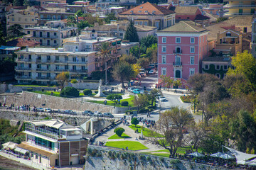 Corfu town from old fortress in corfu, Greece