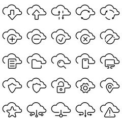 Cloud service and network line icon set. Database and online storage. Cloud Computing, Cloud storage icon.