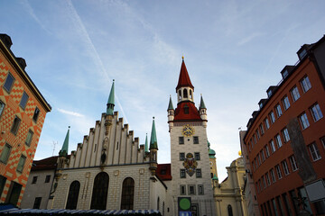Fototapeta na wymiar Beautiful architecture in the old town of Munich.