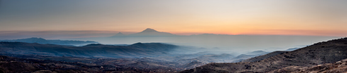 Fototapeta na wymiar Ararat at sunset