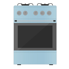 Blue kitchen stove on PNG transparent background, Vector illustration 