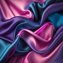 Dark blue purple pink silk satin. Abstract elegant background for design. Color gradient. Silky smooth fabric.