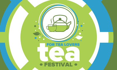 Tea Festival. For tea lovers. Event for professionals in the tea industry. Tea ceremony. Delicious leaf tea. Cafes and restaurants. Trainings for baristas from staff schools. Creative Illustration