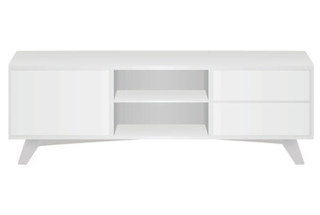 White TV table. vector illustration