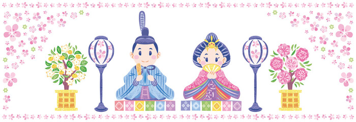 ひなまつり　おひなさま飾り　お内裏様とお雛様	