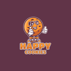 Happy character monster cookies logo