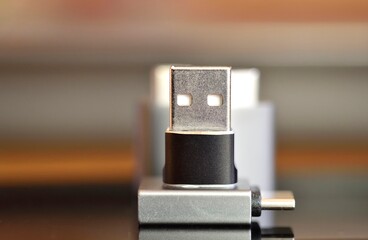 USB-C to USB-A connector close-up