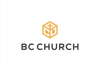 BC letter with Church logo design vector