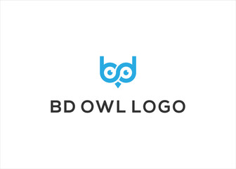 BD letter with Owl Bird logo design vector illustration