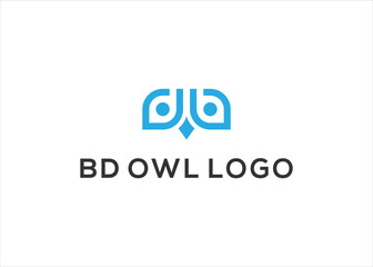 BD letter with Owl Bird logo design vector illustration - obrazy, fototapety, plakaty