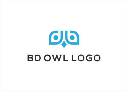 BD letter with Owl Bird logo design vector illustration