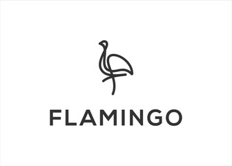 flamingo animal line art logo design illustration