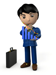 業績の分析をするビジネスマン