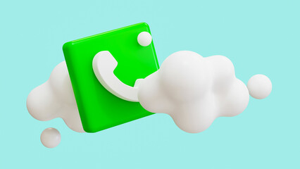 3d call icon isolated on blue background