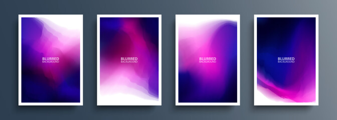 Set of multicolored backgrounds with abstract dark colored gradients. Vibrant color graphic templates collection for brochures, posters, flyers and covers. Vector illustration.