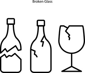 Fragile broken glass symbol for delivery boxes icon isolated on white background. Glass icon illustration
