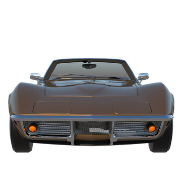 Convertable sport car city tourism luxury transport 1960s 4- Front view png