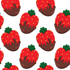 seamless pattern strawberries in chocolate png