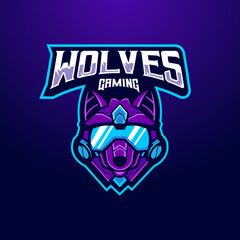 Wolf esport gaming mascot logo design illustration vector © Artchilles